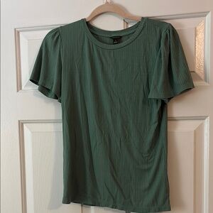 Green Ribbed Women's Top